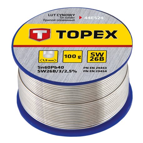 Припой TOPEX оловянный 60% Sn, проволока 1.5 мм, 100 г