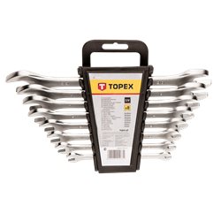 Ключ Topex с открытым зевом двусторонние, 6 x 22мм, набор 8 шт.